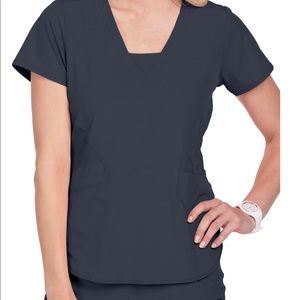 BARCO One 3 Pocket V-neck Top.  Small.  Steel gray